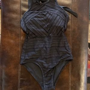 Kona Sol black crochet one piece swim - medium